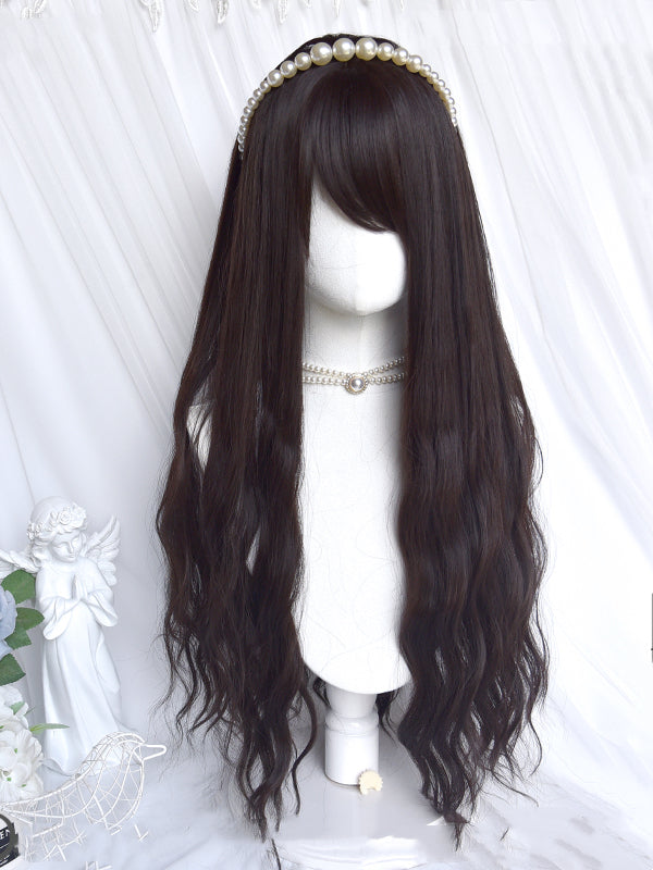 80CM Chiba Dark Brown Water Ripple Curly Synthetic Wig