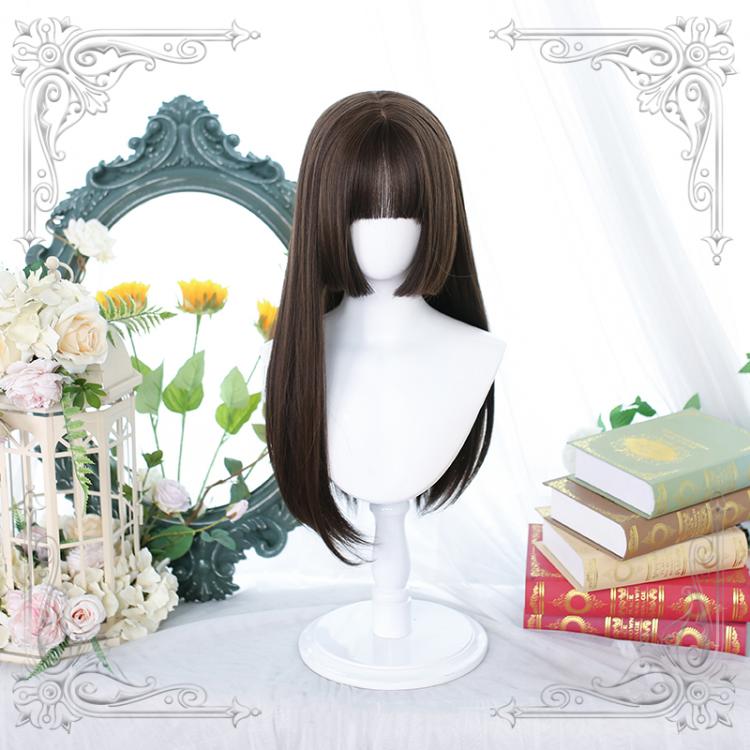 Stars Brown / Dark Brown Hime Cut Straight Lolita Synthetic Wig