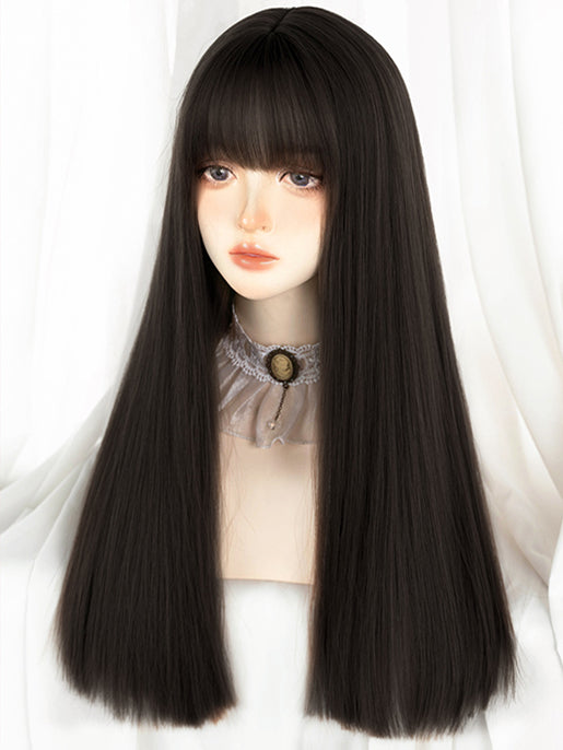 Honey Tea / Dark Brown Straight Synthetic Wig