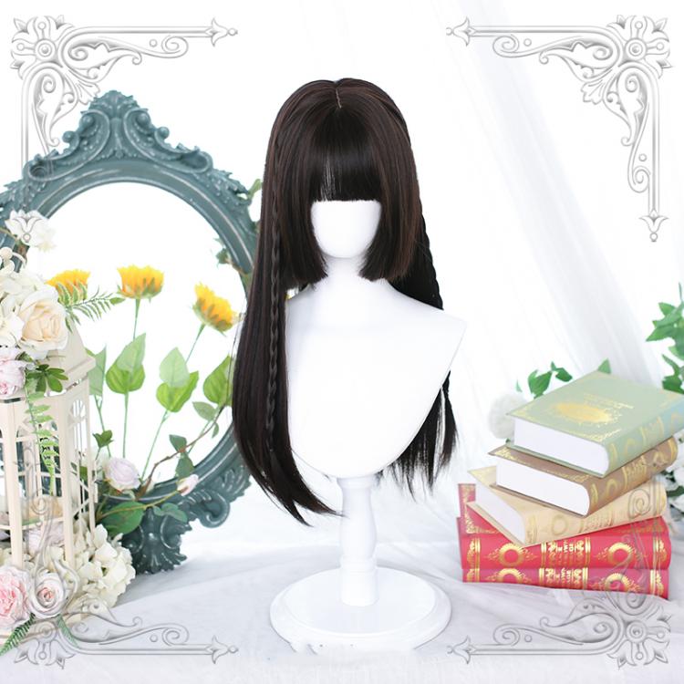 Stars Brown / Dark Brown Hime Cut Straight Lolita Synthetic Wig