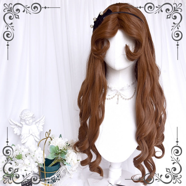 Waist Length Bright Moon Gold / Brown Wavy Synthetic Wig