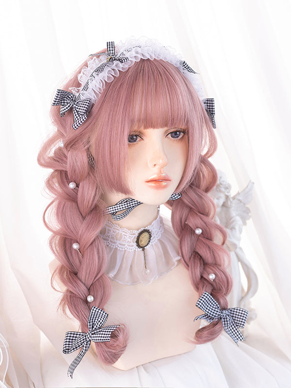 Pink Princess Cut Medium Wavy Synthetic Wig