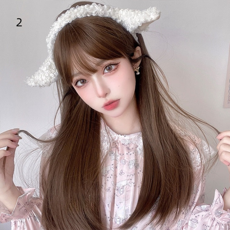 Straight 60CM Dark Brown / Brown / Honey Color Lolita Synthetic Wig