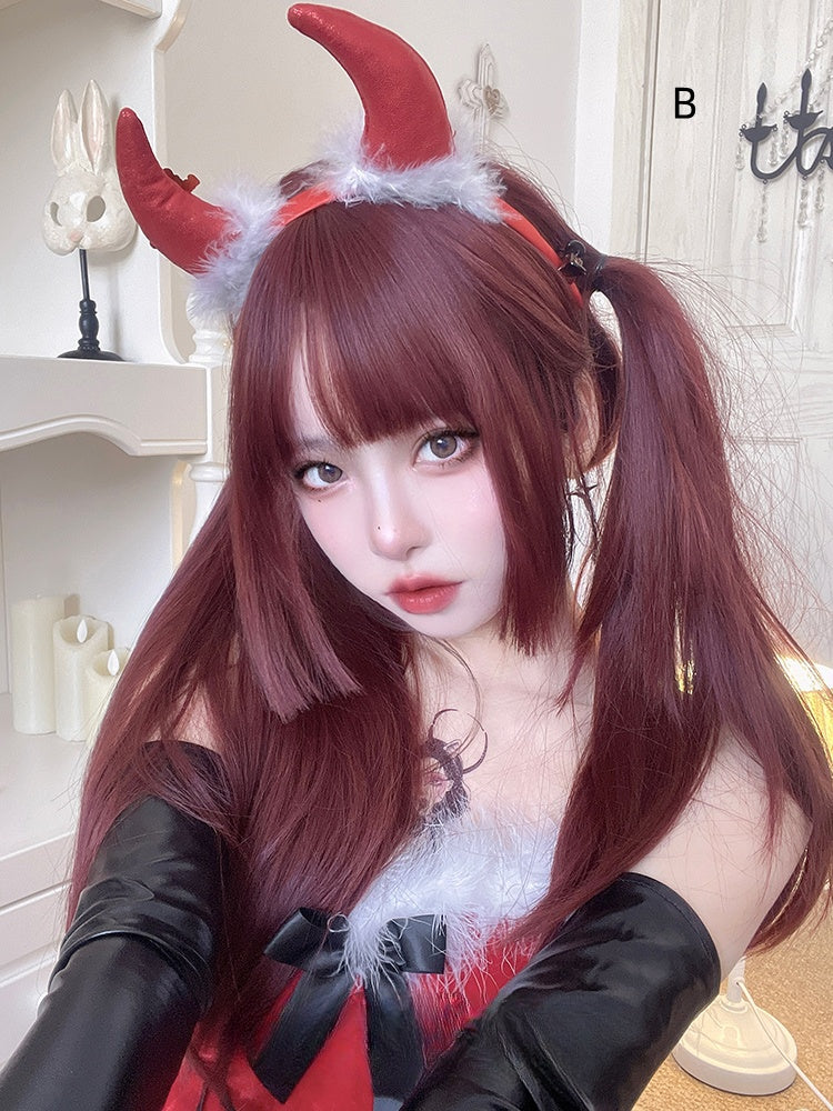 Straight Waist Length Red Synthetic Wig