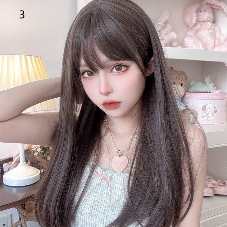 Straight 60CM Dark Brown / Brown / Honey Color Lolita Synthetic Wig