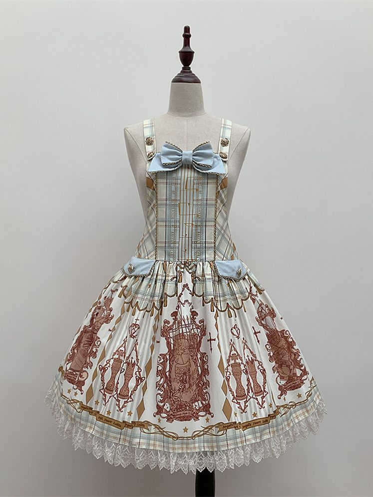 Sax Nutcracker Fantasy Night Print Big Bow Ruffle Trim Overall Dress