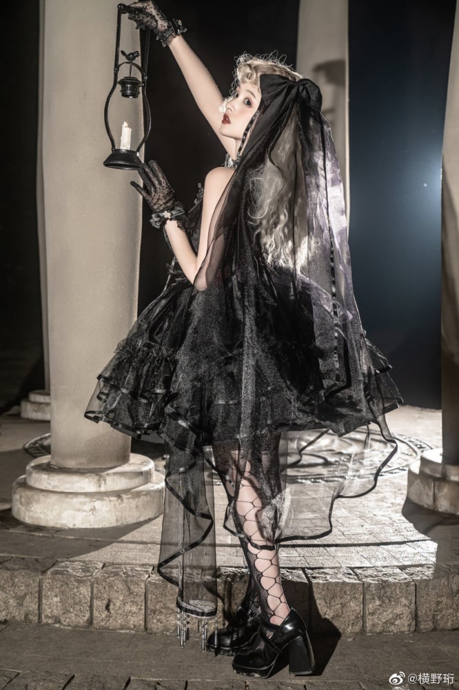 Plus Size Friendly Seven Deadly Sins Halter Neck Sweetheart Neckline Tiered Skirt and Flounce Hem Lolita JSK