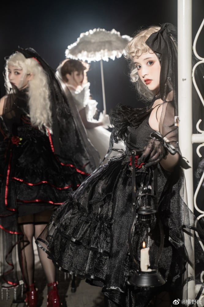 Plus Size Friendly Seven Deadly Sins Halter Neck Sweetheart Neckline Tiered Skirt and Flounce Hem Lolita JSK