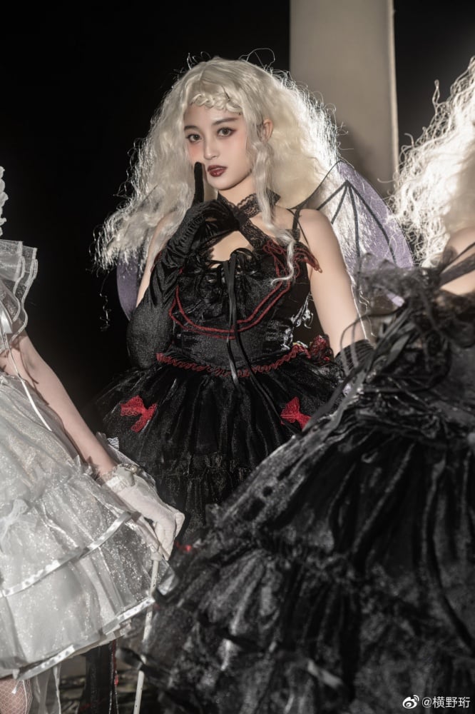 Plus Size Friendly Seven Deadly Sins Halter Neck Sweetheart Neckline Tiered Skirt and Flounce Hem Lolita JSK