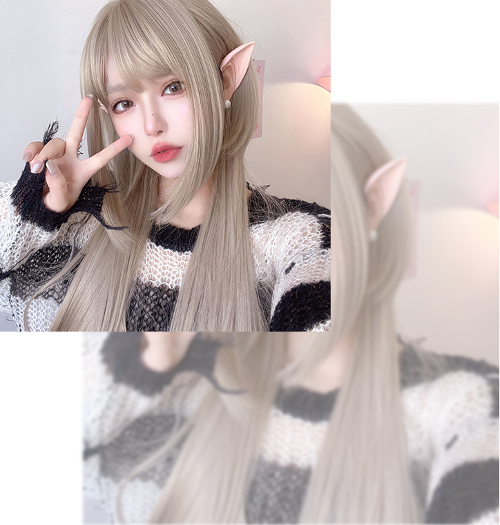 Waist Length Straight Princess Cut Ash Blonde Synthetic Wig