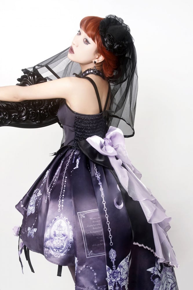 Purple High-low Skirt Halter Neck Gothic Jumper Skirt