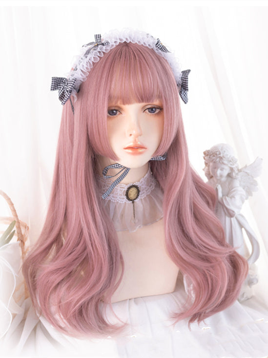 Pink Princess Cut Medium Wavy Synthetic Wig
