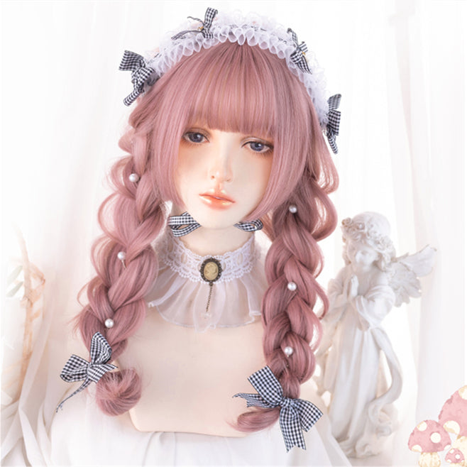 Pink Princess Cut Medium Wavy Synthetic Wig