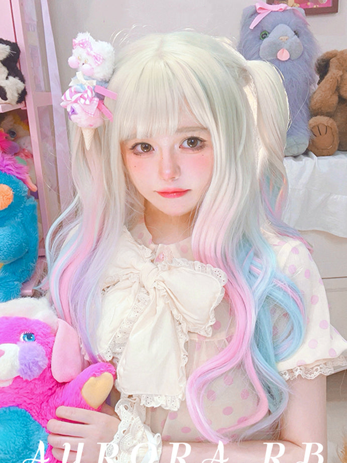 Rainbow Ombre Long Wavy Synthetic Wig