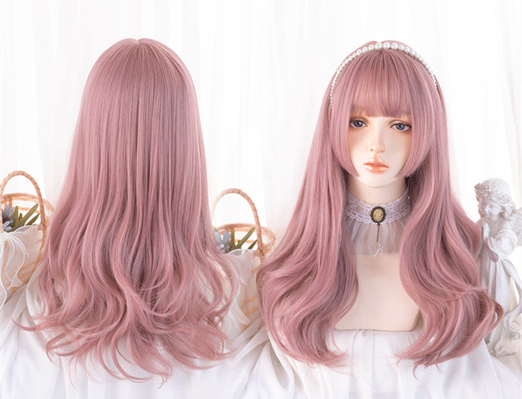 Pink Princess Cut Medium Wavy Synthetic Wig