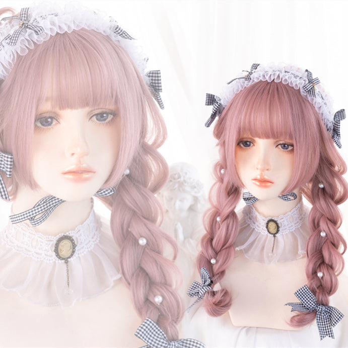 Pink Princess Cut Medium Wavy Synthetic Wig