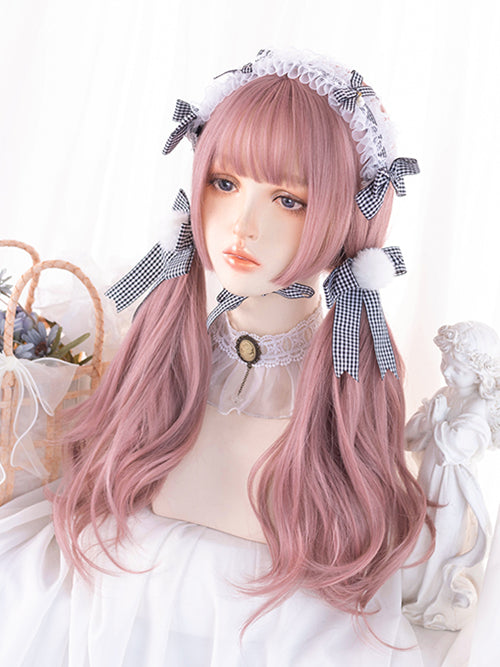 Pink Princess Cut Medium Wavy Synthetic Wig