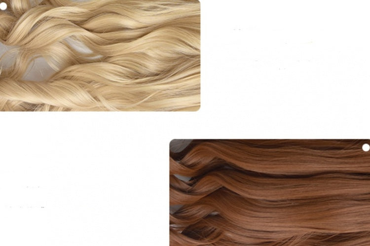 Waist Length Bright Moon Gold / Brown Wavy Synthetic Wig