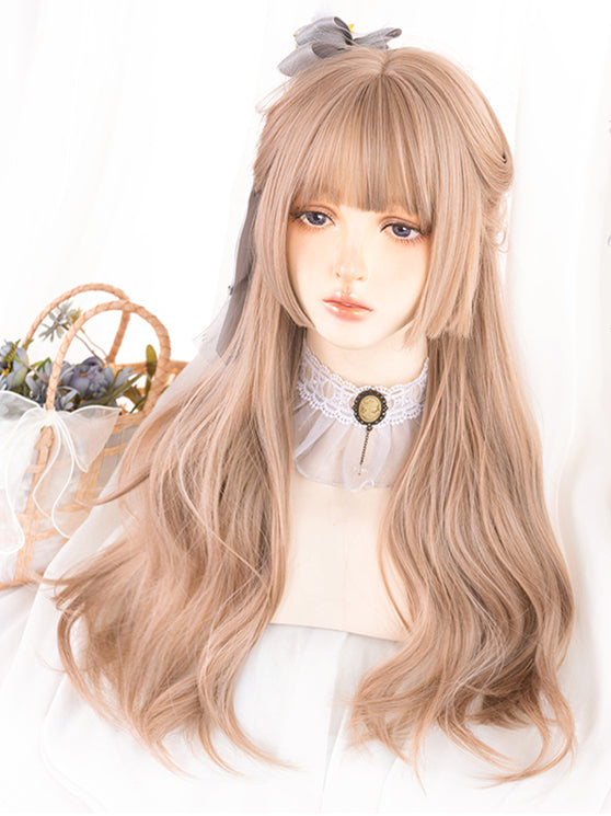 Milk Brown Princess Cut Medium Wavy Synthetic Wig