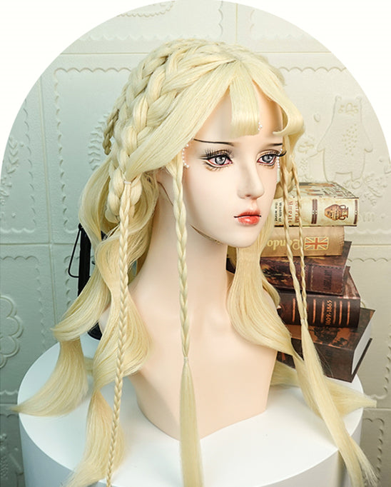 Theia Blond Wavy Lolita Hand-braided Wig with Wig KC