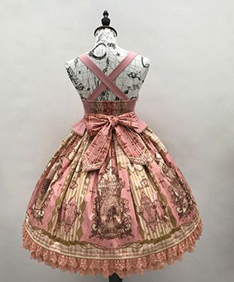 Pink Nutcracker Fantasy Night Print Bowknot Detail Jumper Skirt