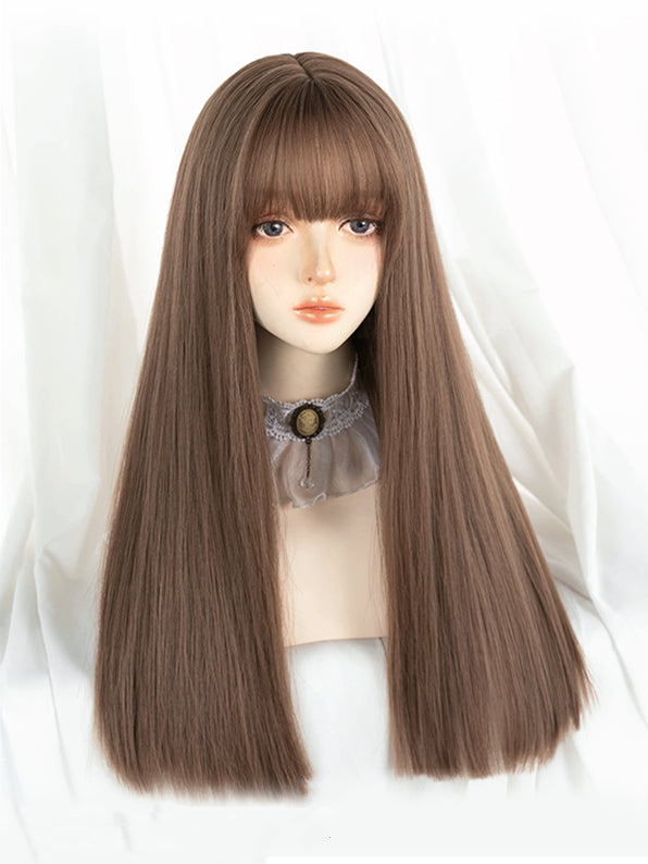 Honey Tea / Dark Brown Straight Synthetic Wig