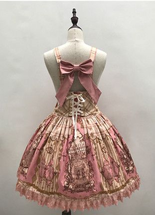 Pink Nutcracker Fantasy Night Print Big Bow Ruffle Trim Overall Dress