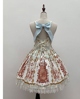 Sax Nutcracker Fantasy Night Print Big Bow Ruffle Trim Overall Dress
