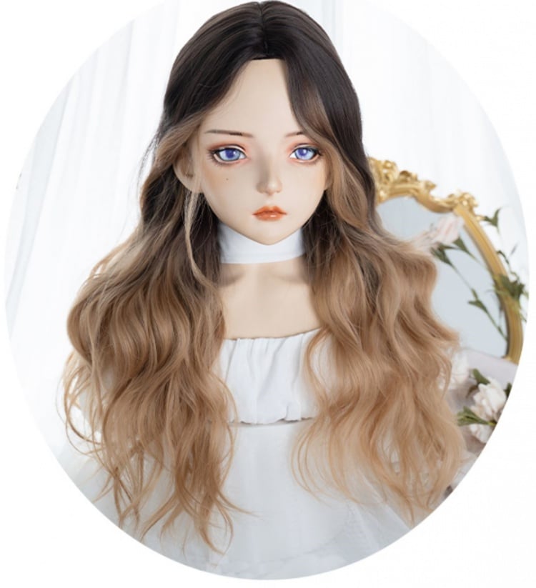 Wavy Ombre Hair Color Dark Brown to Golden Synthetic Wig