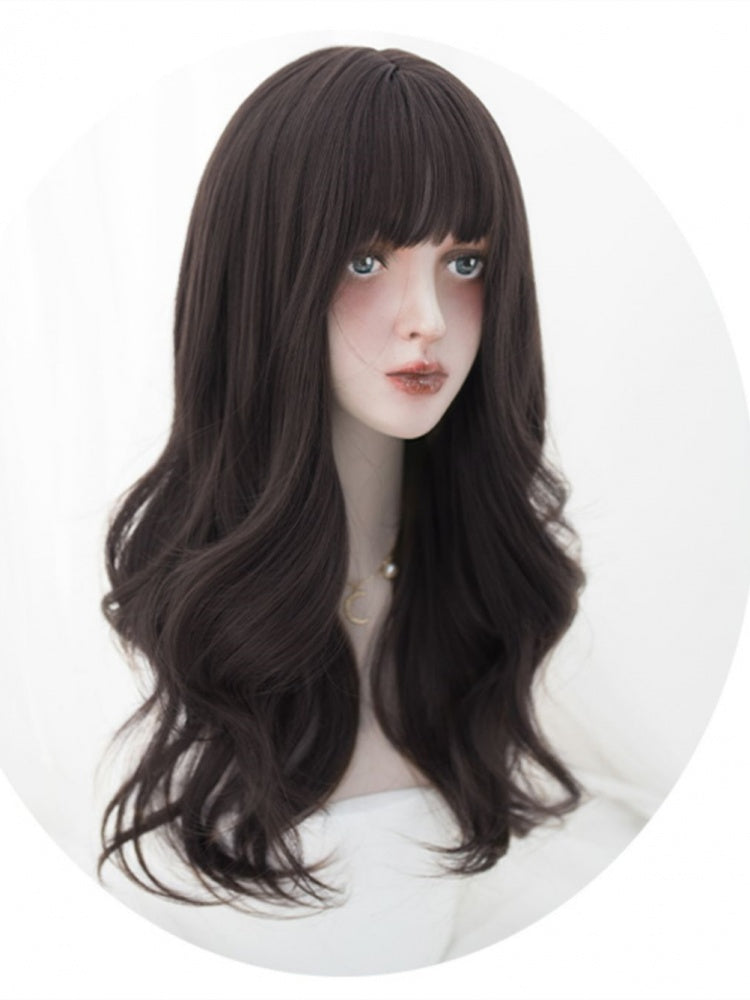 Wavy Dark Tawny Synthetic Wig