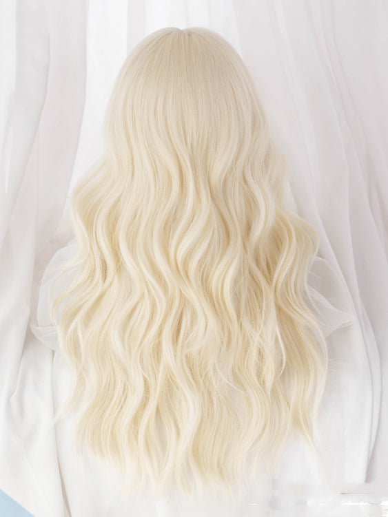 Light Gold Long Wavy Synthetic Wig