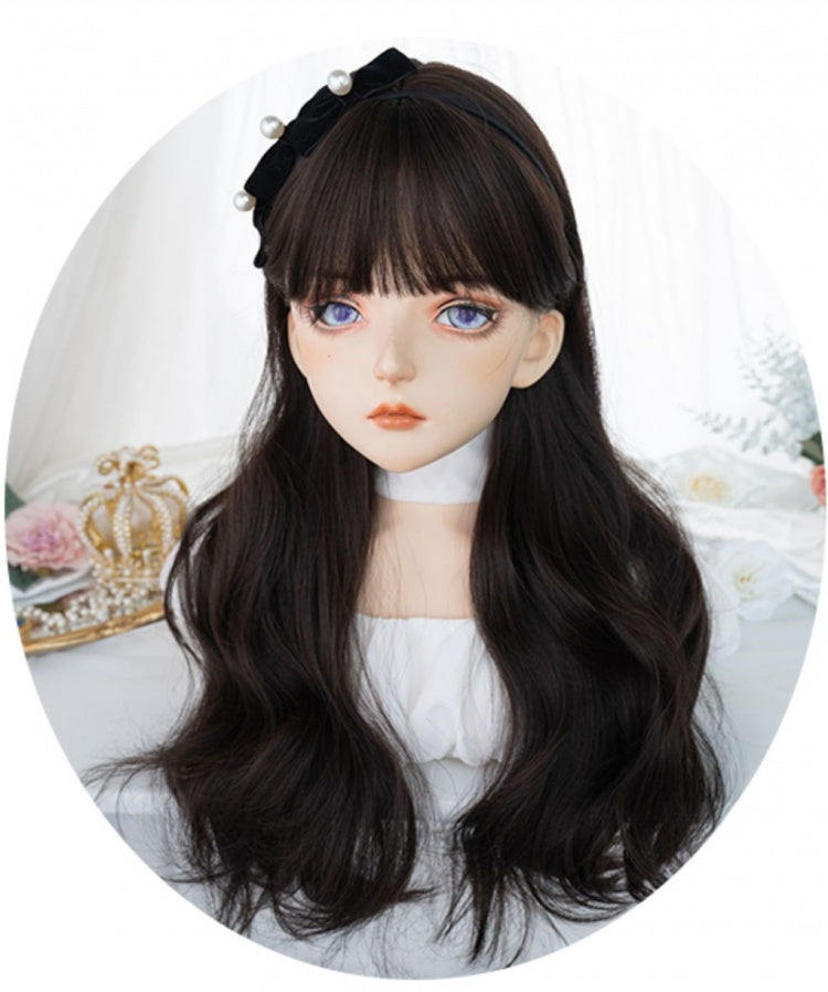 Waist Length Wavy Dark Brown Lolita Synthetic Wig