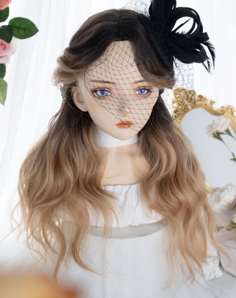 Wavy Ombre Hair Color Dark Brown to Golden Synthetic Wig