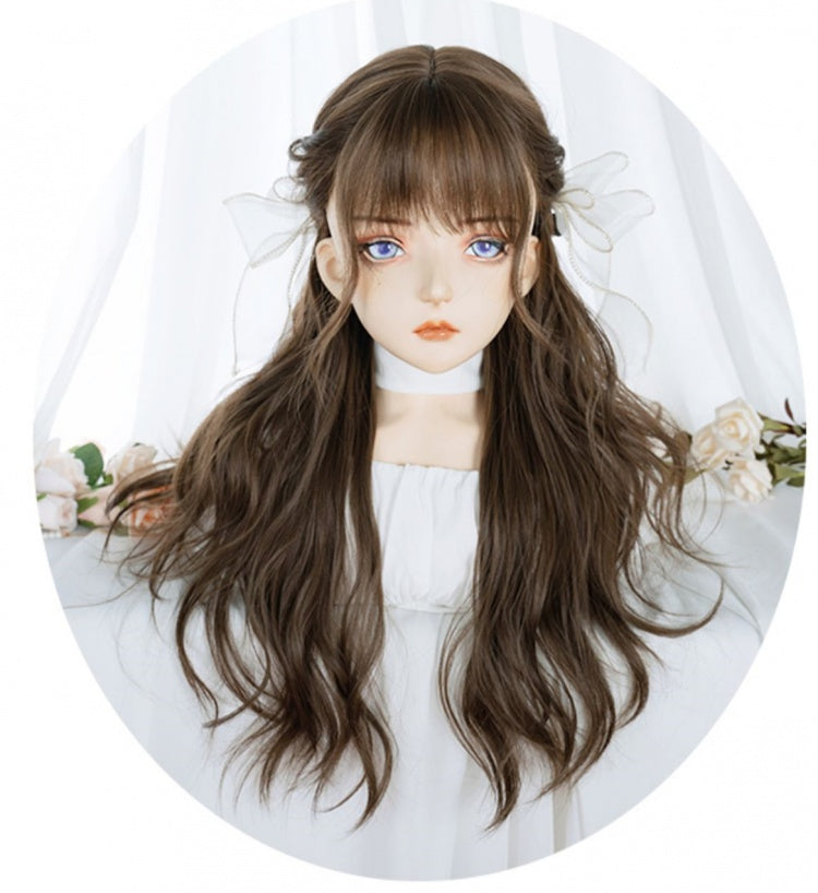 Wavy Waist Length Brown Lolita Synthetic Wig