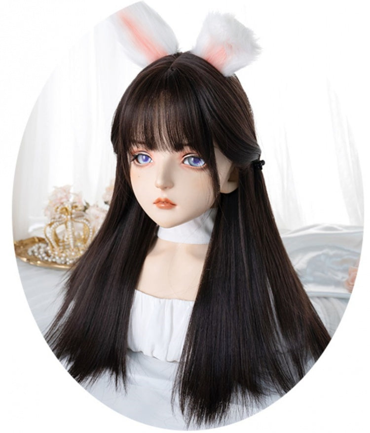 Straight Waist Length Dark Brown 60CM Lolita Synthetic Wig