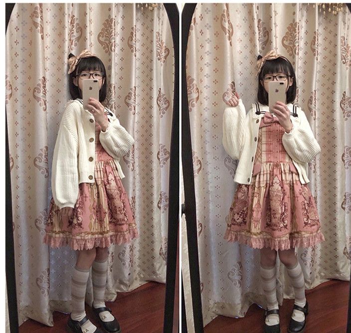 Pink Nutcracker Fantasy Night Print Big Bow Ruffle Trim Overall Dress