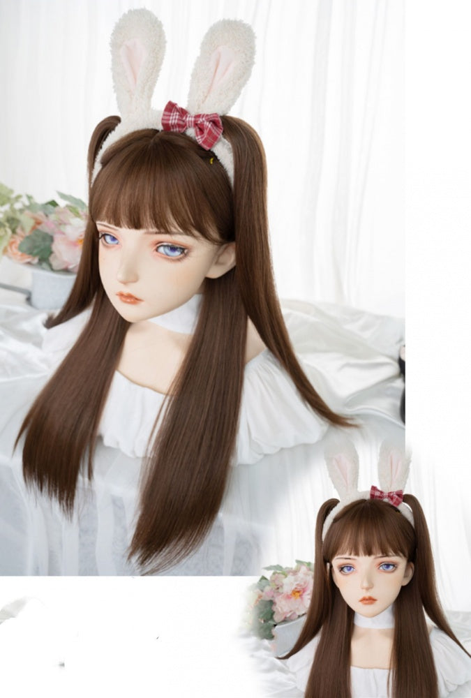 Straight 60CM Dark Brown / Brown / Honey Color Lolita Synthetic Wig