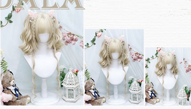 Leah Mashed Taro Tea / Dark Brown Wavy Short Wig with Double Ponytails