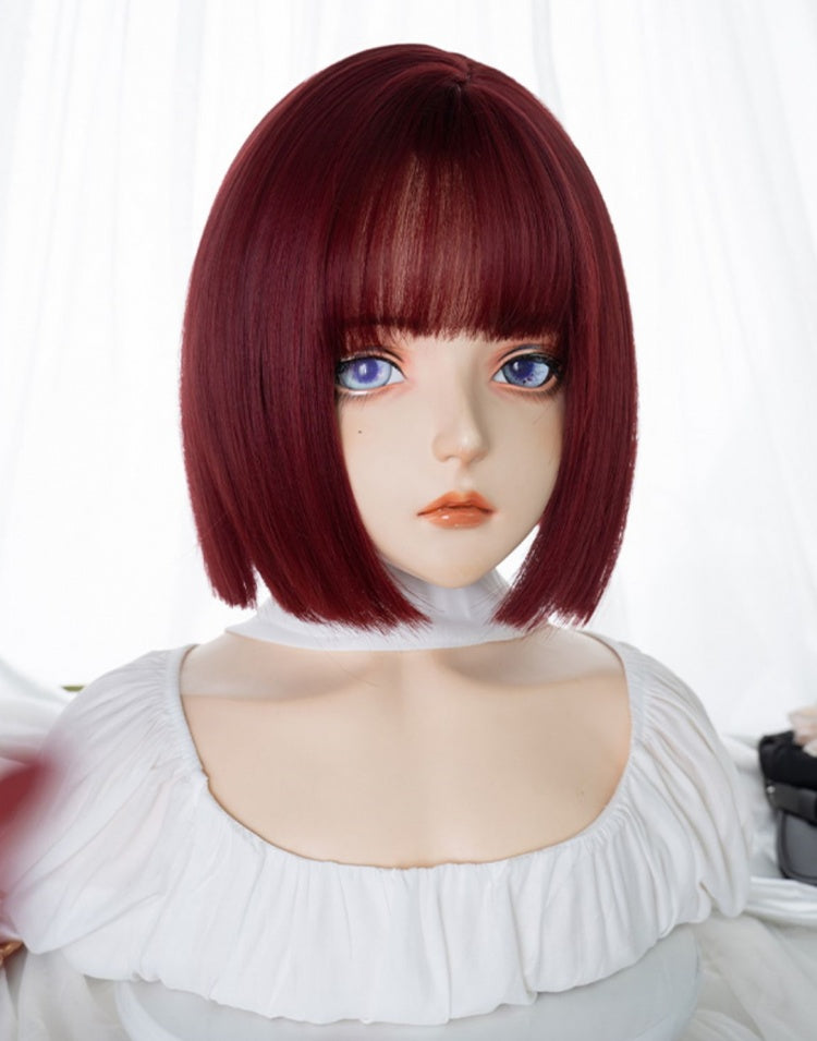 Straight Burgundy 30CM Short Wig