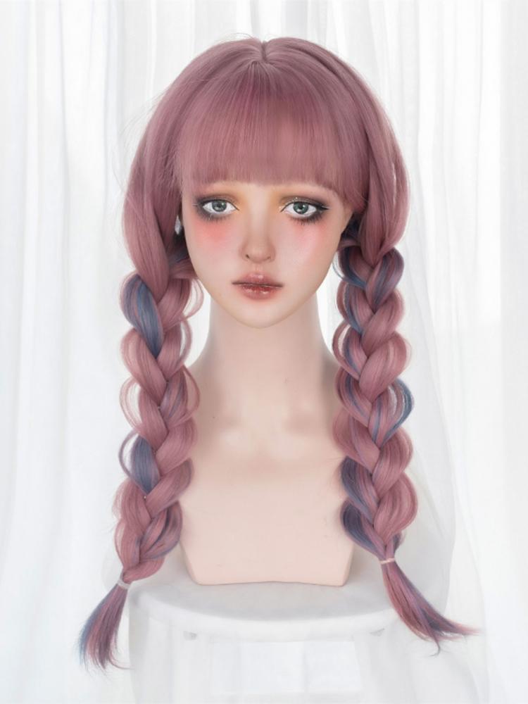 Waist Length Wavy Grapevine Purple-Dusty Blue Lolita Synthetic Wig