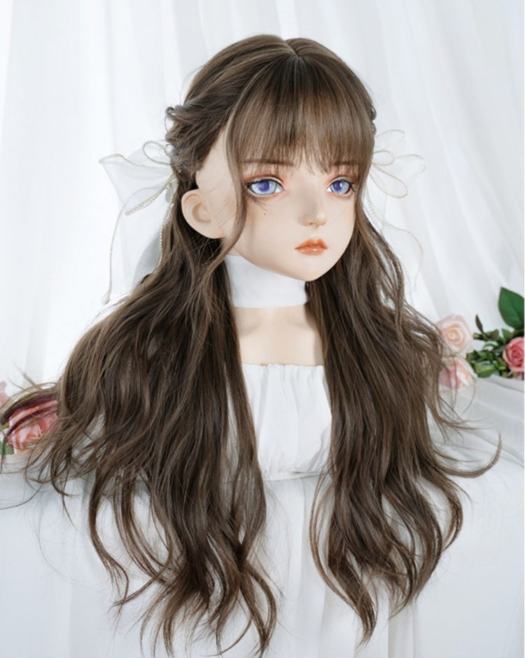 Wavy Waist Length Brown Lolita Synthetic Wig