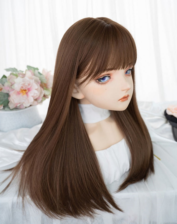 Straight 60CM Dark Brown / Brown / Honey Color Lolita Synthetic Wig