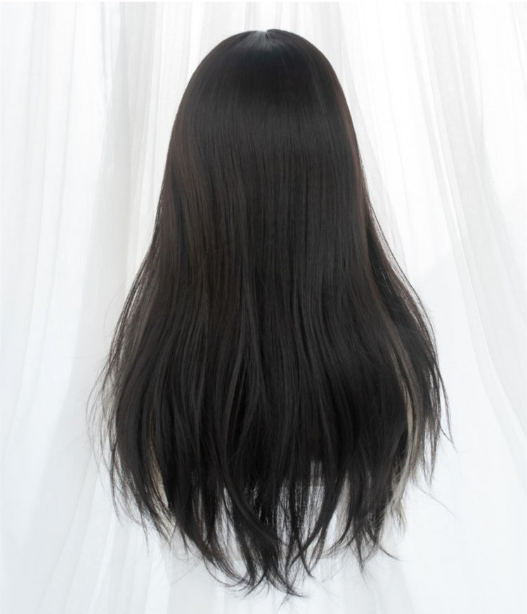 Highlight Hair Color Wavy Black-Yellow Lolita Synthetic Wig