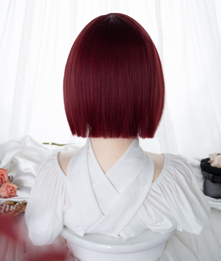 Straight Burgundy 30CM Short Wig