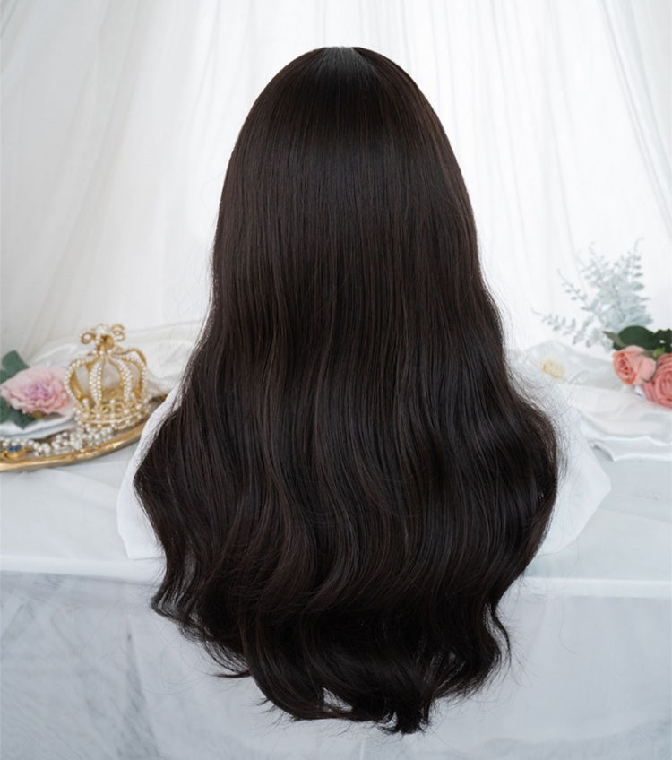Waist Length Wavy Dark Brown Lolita Synthetic Wig