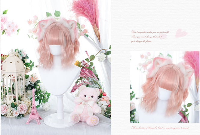 Yao Lin Peach Pink 35CM Short Lolita Synthetic Wig