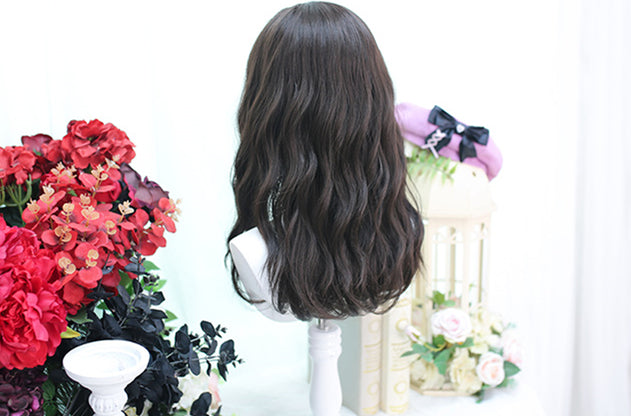 Ya Dark Brown Mid-length Wavy Lolita Synthetic Wig