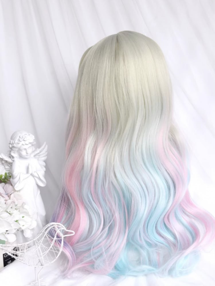 Rainbow Ombre Long Wavy Synthetic Wig