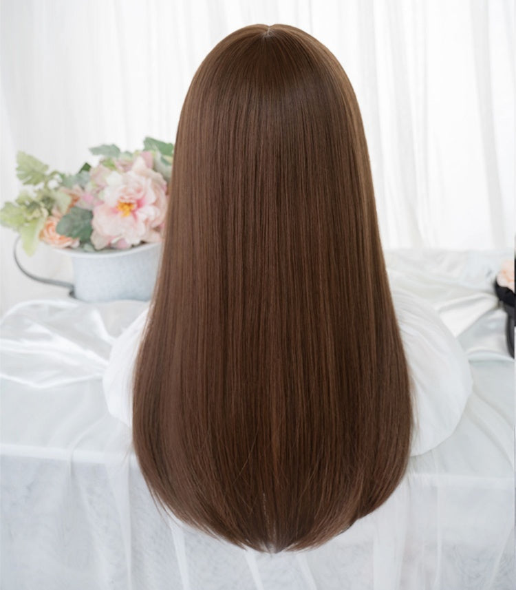 Straight 60CM Dark Brown / Brown / Honey Color Lolita Synthetic Wig