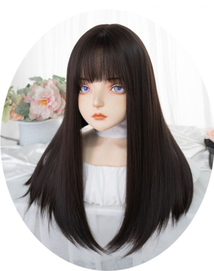 Straight 60CM Dark Brown / Brown / Honey Color Lolita Synthetic Wig